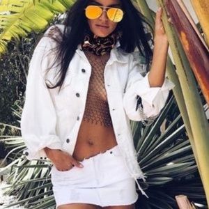 Carmar white krui no waist skirt / raw edge